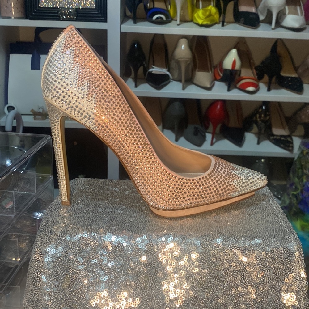 Light Pink & Silver Blingy High Heel Pumps